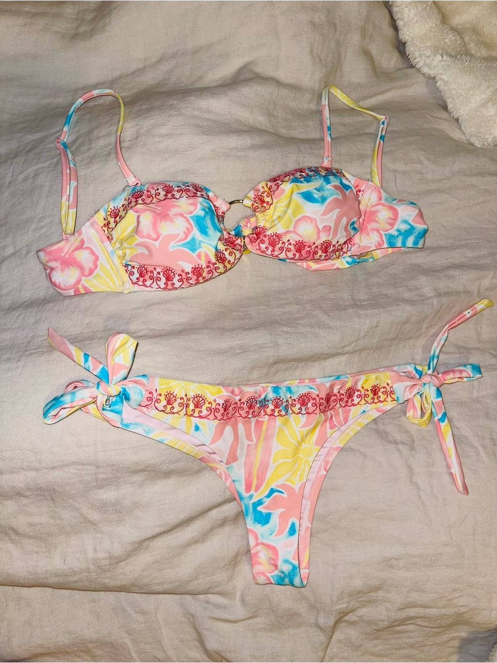 Pink Palm Puff Bikini